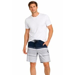 Volcom Men's Size 38 Gray Black Striped Surf Swim Trunks Summer Board Shorts